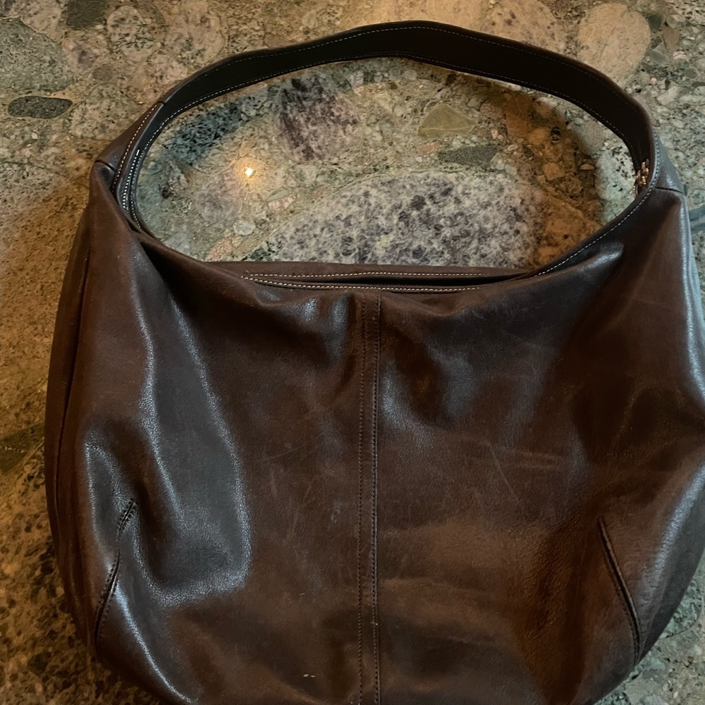 Vintage Coach Chocolate Brown Leather Hobo bag E2K-9223